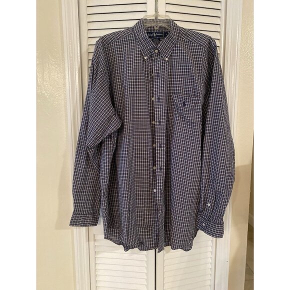 Ralph Lauren Blaire 100% Cotton Long-Sleeved Button-Down Shirt XL Men's Red Blue - Picture 1 of 7
